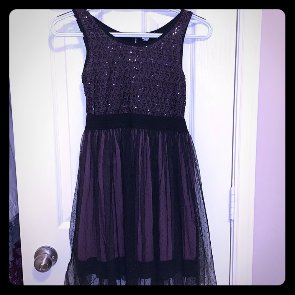 Purple and black semi formal dress